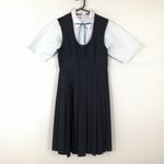 ジャンパースカート 紐タイ バスト88 ウエスト70 冬物 女子 学生服 中学 高校 紺 制服 中古 ランクB NA8844