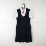 ジャンパースカート 紐タイ バスト82 ウエスト76 夏物 女子 学生服 中学 高校 紺 制服 中古 ランクC NA8937