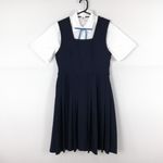 ジャンパースカート 紐タイ バスト84 ウエスト72 ELLE 冬物 女子 学生服 中学 高校 紺 制服 中古 ランクB NA9012