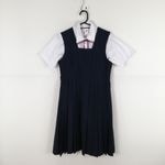 ジャンパースカート 紐タイ バスト86 ウエスト72 夏物 女子 学生服 中学 高校 紺 制服 中古 ランクC NA9021