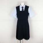 ジャンパースカート ネクタイ バスト84 ウエスト70 冬物 女子 学生服 中学 高校 紺 制服 中古 ランクB NA9048