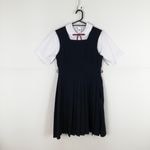ジャンパースカート 紐タイ バスト88 ウエスト74 冬物 女子 学生服 中学 高校 紺 制服 中古 ランクC NA9299