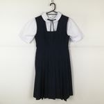ジャンパースカート 紐タイ 150A バスト88 ウエスト76 夏物 女子 学生服 中学 高校 紺 制服 中古 ランクB NA9852