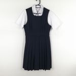 ジャンパースカート 紐タイ バスト88 ウエスト76 ELLE 冬物 女子 学生服 中学 高校 紺 制服 中古 ランクB NA9920