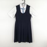 ジャンパースカート 紐タイ バスト86 ウエスト74 冬物 女子 学生服 中学 高校 紺 制服 中古 ランクC NA9921