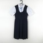 ジャンパースカート 紐タイ バスト82 ウエスト70 冬物 女子 学生服 中学 高校 紺 制服 中古 ランクB NA9922