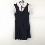 ジャンパースカート 紐タイ バスト80 ウエスト66 冬物 女子 学生服 中学 高校 紺 制服 中古 ランクC NA9956