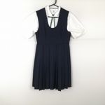ジャンパースカート 紐タイ バスト86 ウエスト74 冬物 女子 学生服 中学 高校 紺 制服 中古 ランクC NA9958