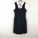 ジャンパースカート 紐タイ バスト88 ウエスト74 冬物 女子 学生服 中学 高校 紺 制服 中古 ランクC NA9959