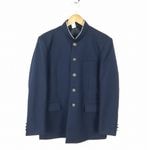 学生服 学ラン 180A 男子 上着 ウール混 学校指定制服 ラウンドカラー サージ 紺 中古 ランクB a3 JJ7193