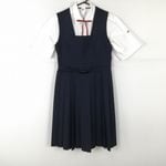 ジャンパースカート 紐タイ バスト82 ウエスト74 夏物 女子 学生服 中学 高校 紺 制服 中古 ランクC EY0132