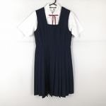 ジャンパースカート 紐タイ バスト88 ウエスト74 夏物 女子 学生服 中学 高校 紺 制服 中古 ランクC EY0180