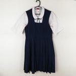 ジャンパースカート 紐タイ バスト88 ウエスト78 夏物 女子 学生服 中学 高校 紺 制服 中古 ランクC EY0216