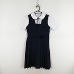 ジャンパースカート 紐タイ バスト86 ウエスト76 夏物 女子 学生服 中学 高校 紺 制服 中古 ランクB EY0346