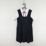 ジャンパースカート 紐タイ バスト88 ウエスト78 夏物 女子 学生服 中学 高校 紺 制服 中古 ランクB EY0347