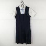 ジャンパースカート 紐タイ バスト94 ウエスト76 夏物 女子 学生服 中学 高校 紺 制服 中古 ランクB EY0384