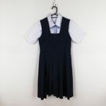 ジャンパースカート 紐タイ 165AS バスト84 ウエスト74 夏物 女子 学生服 中学 高校 紺 制服 中古 ランクC EY0395