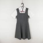 ジャンパースカート 紐タイ 150A バスト80 ウエスト70 夏物 女子 学生服 中学 高校 グレー 制服 中古 ランクB EY0396
