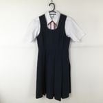 ジャンパースカート 紐タイ バスト84 ウエスト68 夏物 女子 学生服 中学 高校 紺 制服 中古 ランクB EY0432