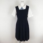 ジャンパースカート 紐タイ バスト82 ウエスト68 夏物 女子 学生服 中学 高校 紺 制服 中古 ランクC EY0420