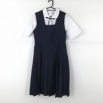 ジャンパースカート 紐タイ バスト86 ウエスト74 夏物 女子 学生服 中学 高校 紺 制服 中古 ランクC EY0528