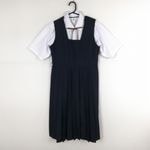 ジャンパースカート 紐タイ バスト88 ウエスト76 夏物 女子 学生服 中学 高校 紺 制服 中古 ランクC EY0561