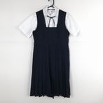 ジャンパースカート 紐タイ バスト88 ウエスト78 夏物 女子 学生服 中学 高校 紺 制服 中古 ランクC EY0563
