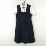 ジャンパースカート 紐タイ 165A バスト90 ウエスト76 夏物 女子 学生服 中学 高校 紺 制服 中古 ランクC EY0574