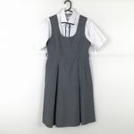 ジャンパースカート 紐タイ 160A バスト88 ウエスト78 夏物 女子 学生服 中学 高校 グレー 制服 中古 ランクB EY0576