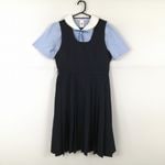 ジャンパースカート 紐タイ 160A バスト90 ウエスト74 ミッシェルクラン 夏物 女子 学生服 中学 高校 紺 制服 中古 ランクC EY0622