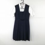 ジャンパースカート 紐タイ 160A バスト94 ウエスト80 夏物 女子 学生服 中学 高校 紺 制服 中古 ランクC EY0624
