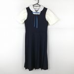 ジャンパースカート 紐タイ バスト86 ウエスト76 夏物 女子 学生服 中学 高校 紺 制服 中古 ランクC EY0575