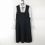 ジャンパースカート 紐タイ バスト88 ウエスト76 トンボ 冬物 女子 学生服 中学 高校 紺 制服 中古 ランクC EY0791