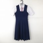 ジャンパースカート 紐タイ バスト84 ウエスト70 冬物 女子 学生服 中学 高校 花紺 制服 中古 ランクC EY0792