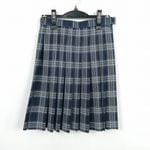 スクールスカート 冬物 w63-丈54 チェック 東京穎明館高校 プリーツ 学生服 制服 女子 中古 HK5397