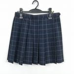 スクールスカート 夏物 w69-丈43 チェック 神奈川藤沢清流高校 ミニ丈 プリーツ 学生服 制服 女子 中古 HK5403