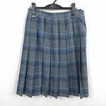 スクールスカート 大きいサイズ 夏物 w72-丈62 チェック 東京尾久八幡中学 プリーツ 学生服 制服 女子 中古 HK5422