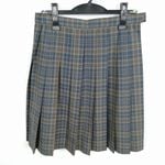スクールスカート 夏物 w66-丈57 チェック 埼玉桶川高校 プリーツ 学生服 制服 女子 中古 HK5463