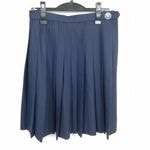スクールスカート 冬物 w66-丈57 紺 福岡浮羽中学 プリーツ 学生服 制服 女子 中古 HK5527