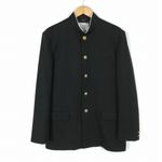 学生服 学ラン 185A 男子 富士ヨット 上着 丸洗い可 ウール混 標準型学生服 ラウンドカラー カシドス 黒 中古 ランクC a3 JJ7286