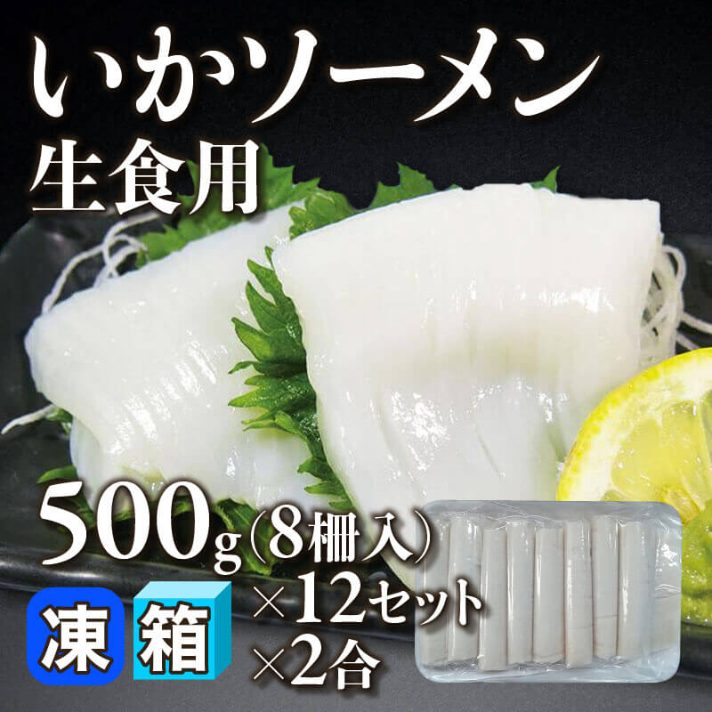［箱売］いかソーメン 生食用 192柵（500g・8柵入×12セット×2）〈冷凍〉