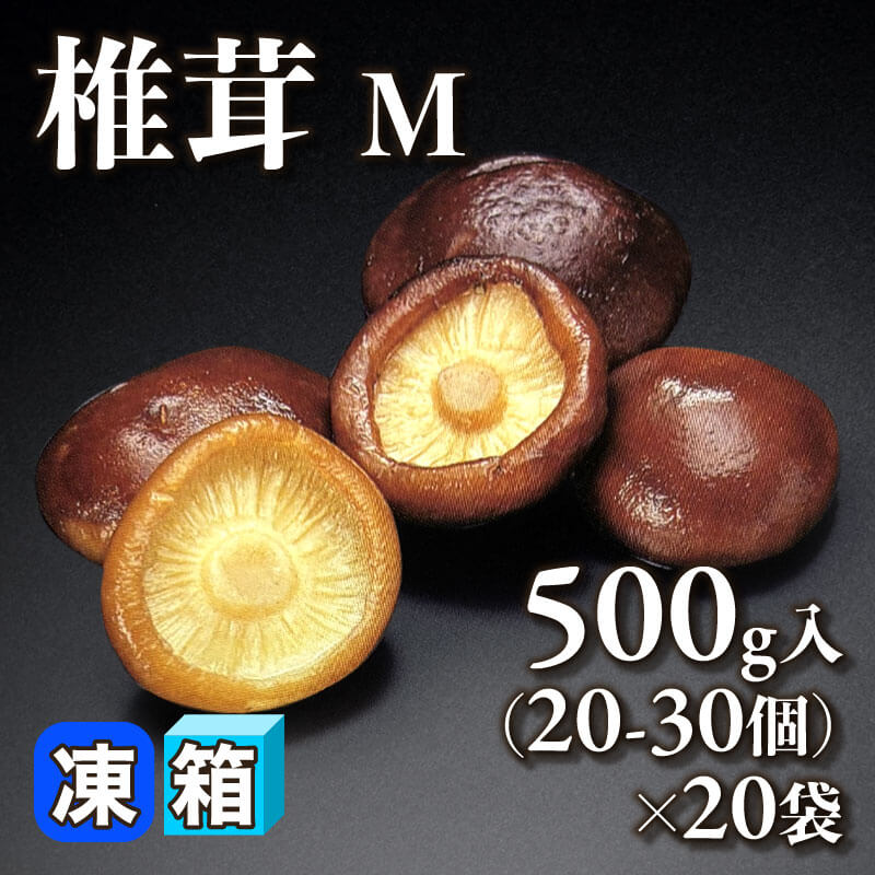 ［箱売］椎茸 M 400-600個［約16g/個］（500g・20-30個入×20袋）〈冷凍〉