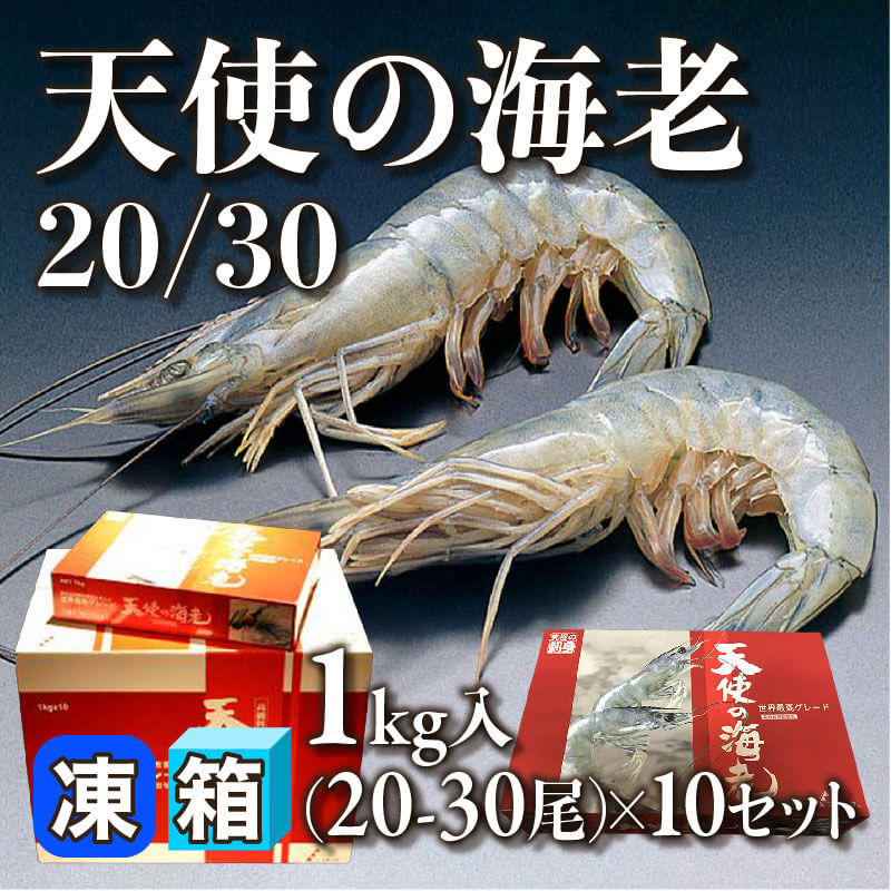 ［箱売］天使の海老 20/30 200-300尾（1kg・20-30尾入×10セット）〈冷凍〉