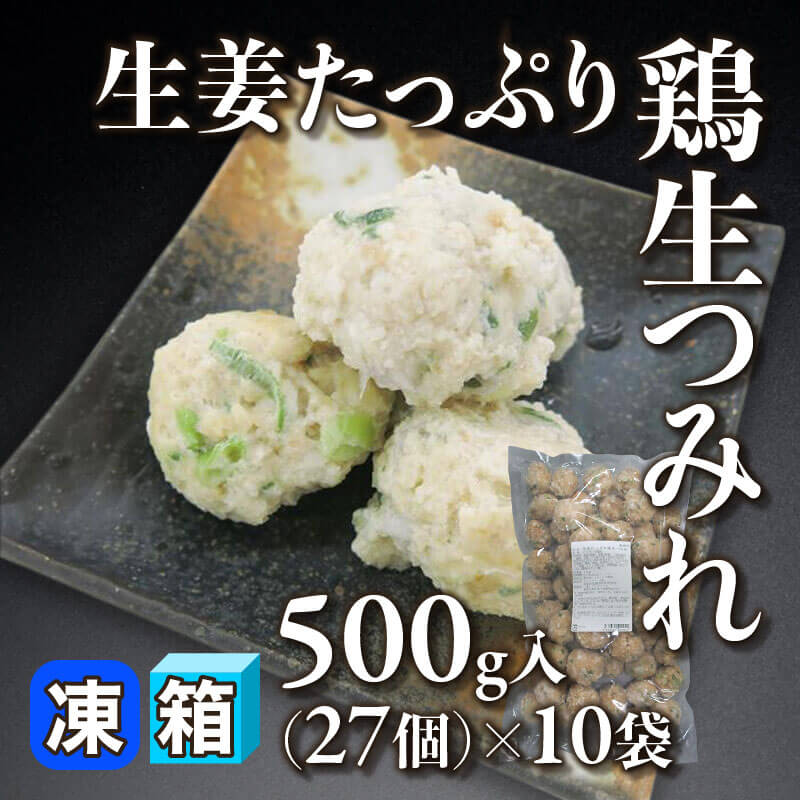 ［箱売］生姜たっぷり鶏生つみれ 270個（500g・27個入×10袋）〈冷凍〉