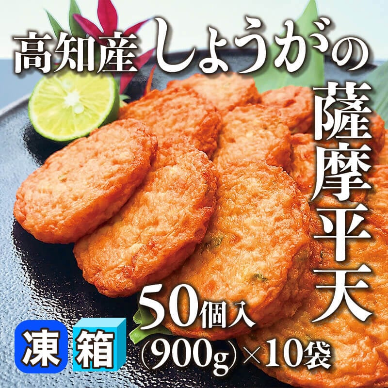 ［箱売］高知産しょうがの薩摩平天 500個（50個入×10袋）〈冷凍〉