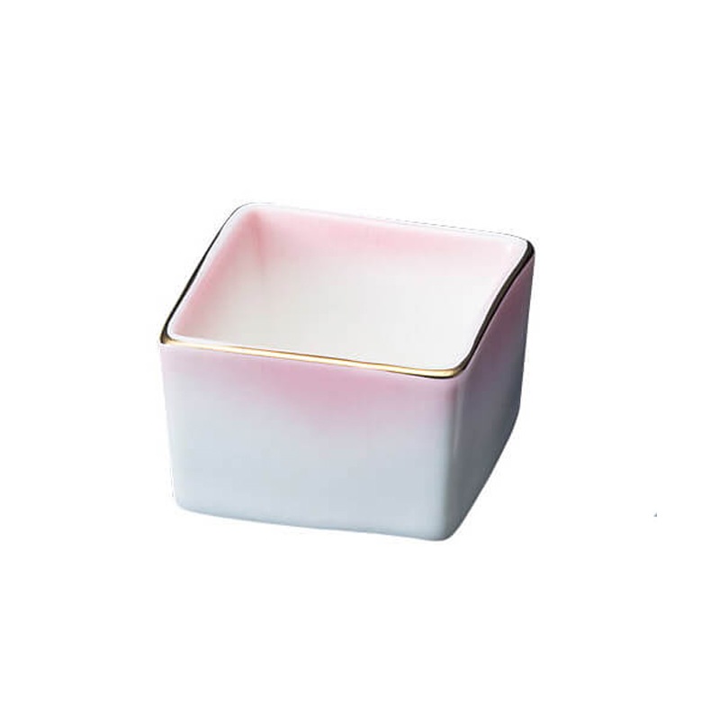 ［ヤマコー 用美］陶器・角型珍味入 ピンク吹