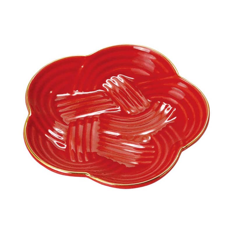 ［ヤマコー 用美］結び小皿  赤