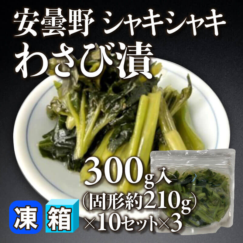 ［箱売］安曇野シャキシャキわさび漬 30セット（固形約210g/300g入×10セット×3）〈冷凍〉