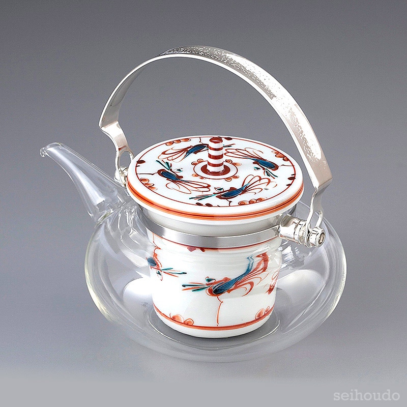 九谷ちろり　赤絵鳥文