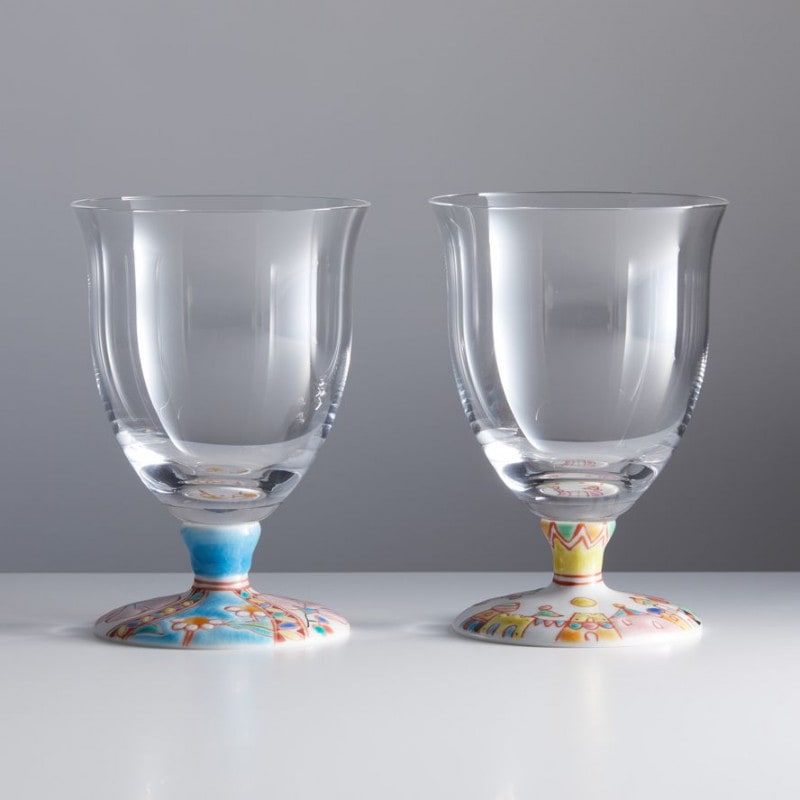 ペアフリーグラス小（無地）街の広場・花のタペストリー